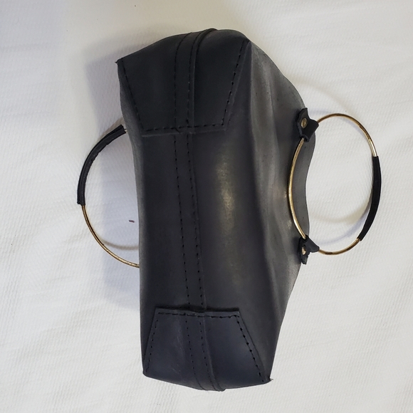 Tribe Alive Lux Black Leather Brass Handle Purse - Picture 5 of 6